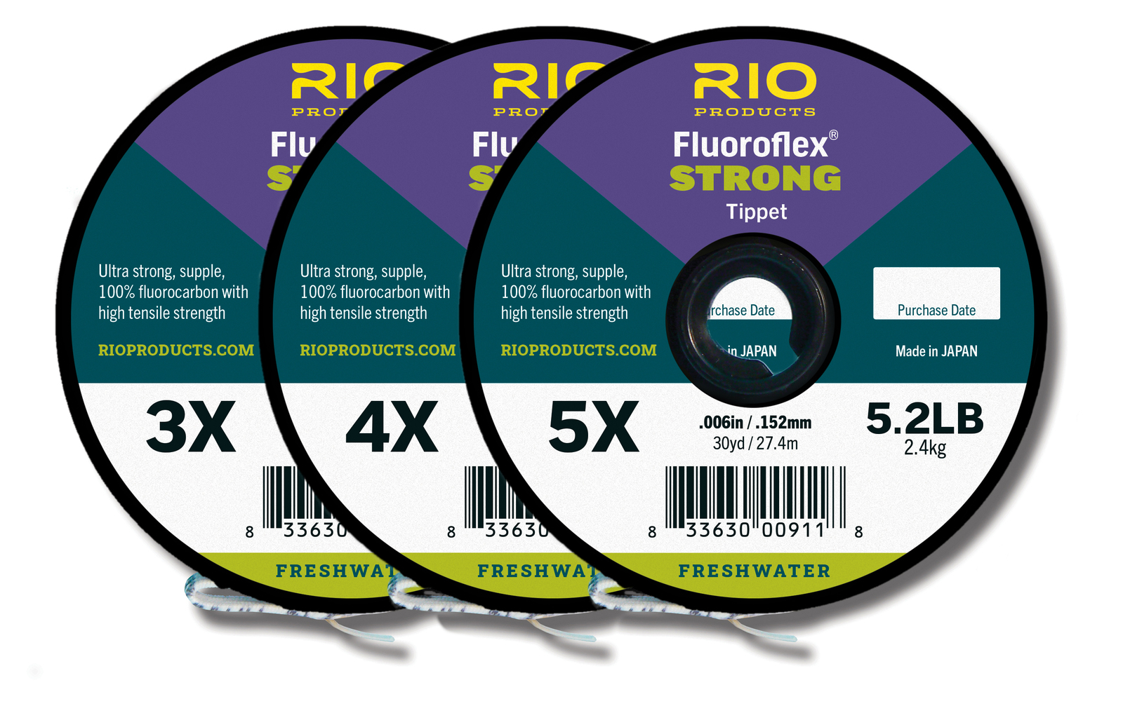 Rio Freshwater Fluoroflex Strong 3-Pack Tippet · 3x - 5x · 90 ft